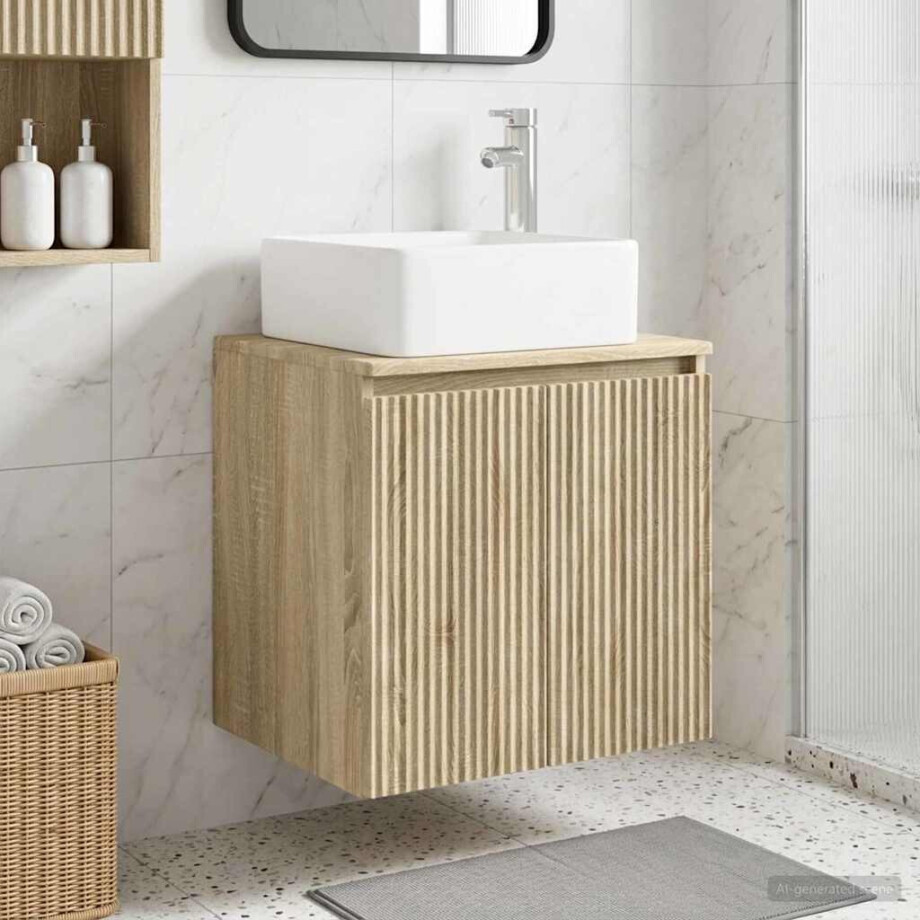 vidaXL Wandgemonteerde wastafelmeubel Sonoma Eiken 49,5 x 41 x 63 cm afbeelding 1
