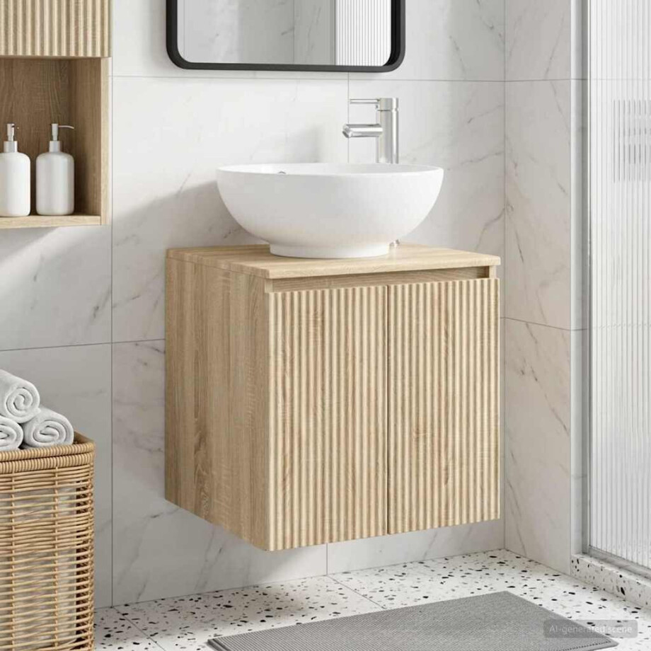 vidaXL Wandgemonteerde wastafelmeubel Sonoma Eiken 49,5 x 44,5 x 65 cm afbeelding 1