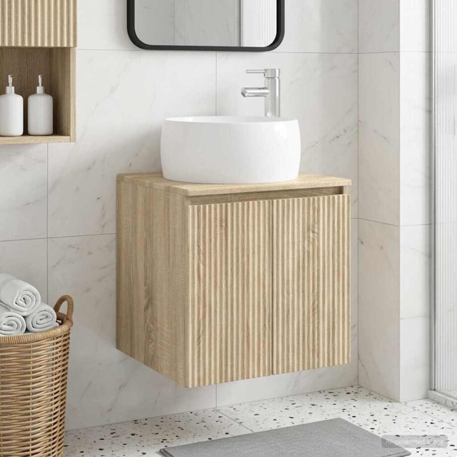 vidaXL Wandgemonteerde wastafelmeubel Sonoma Eiken 49,5 x 44,5 x 66 cm afbeelding 1