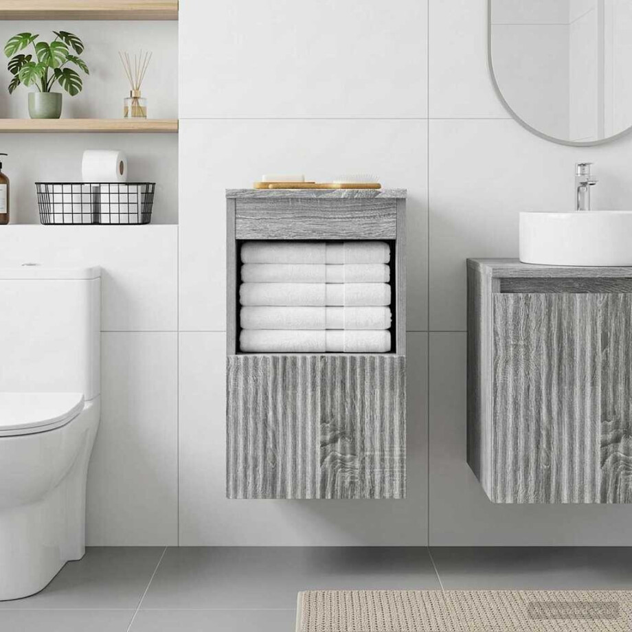 vidaXL Badkamerkast Grijs Sonoma 30 x 41 x 50 cm Bewerkt hout afbeelding 1