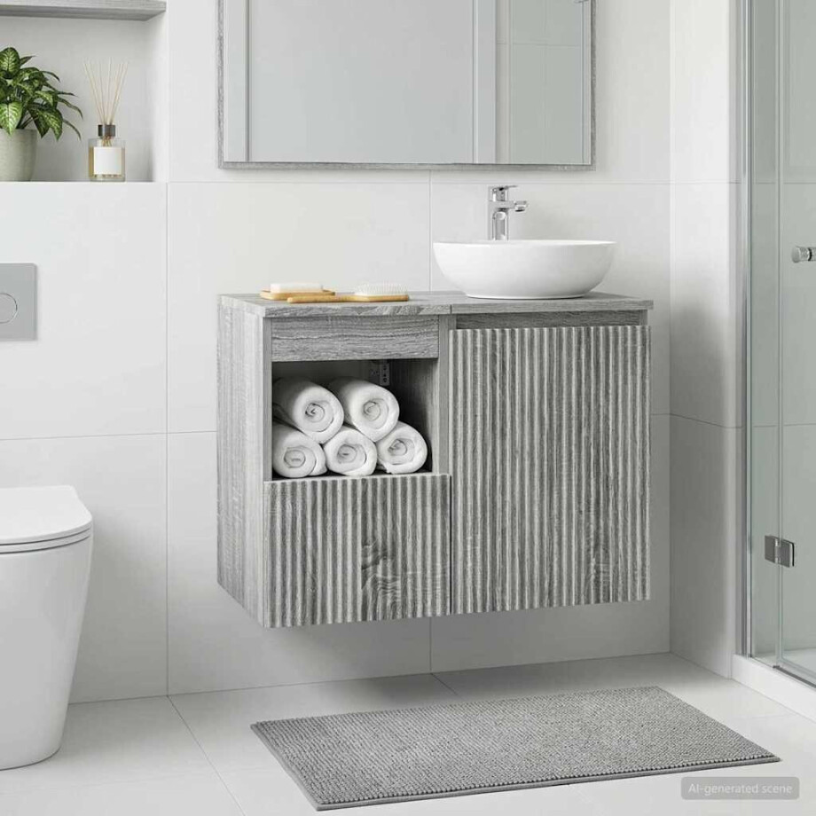 vidaXL Badkamerkast Grijs Sonoma 30 x 44,5 x 50 cm Bewerkt hout afbeelding 1