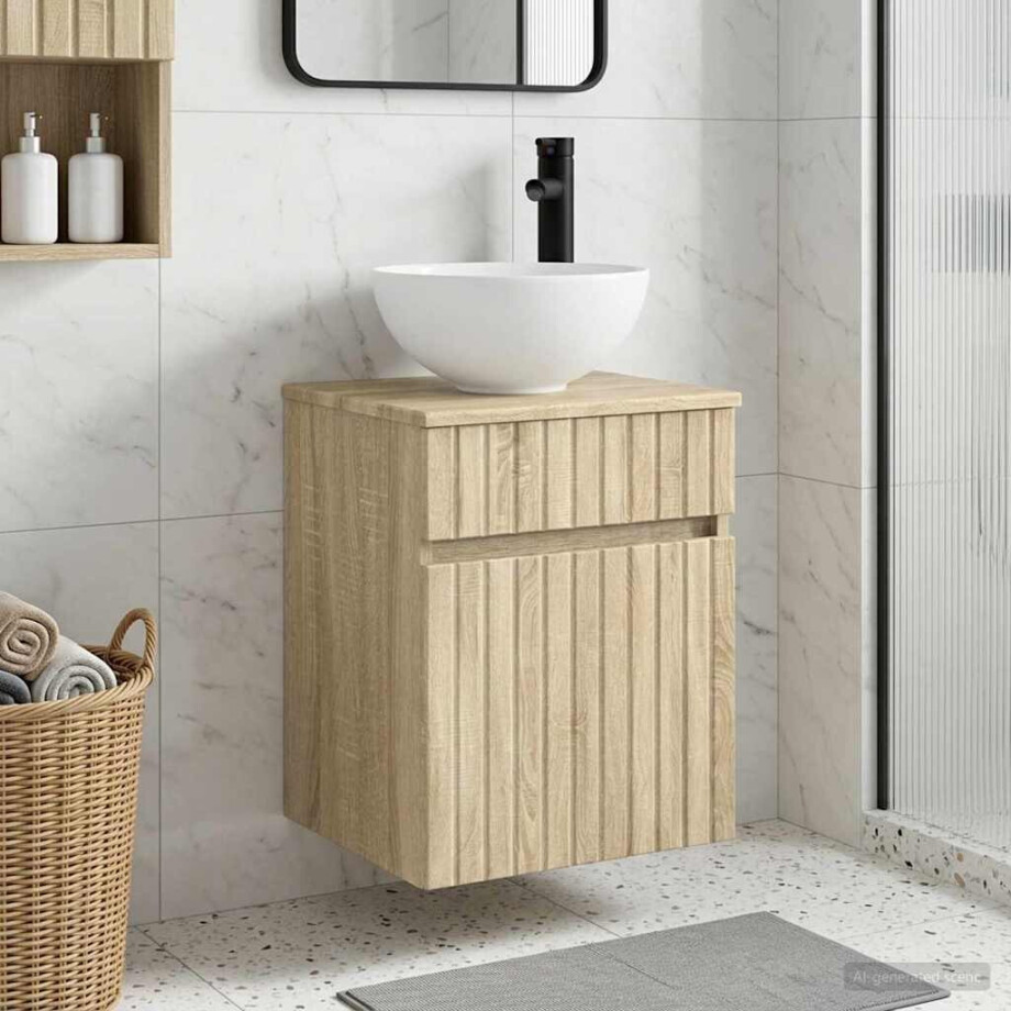 vidaXL Wandgemonteerde wastafelmeubel Sonoma Eiken 39 x 41 x 64,5 cm afbeelding 1