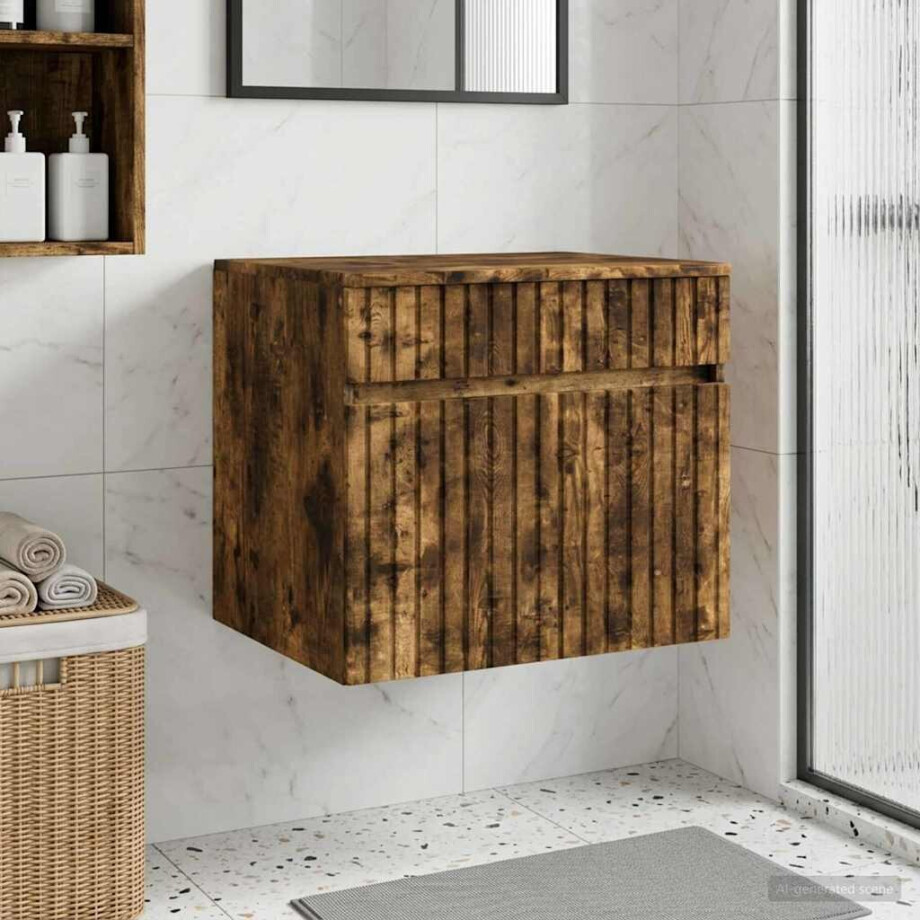 vidaXL Wand Gemonteerde Badkamerkast Gerookt eiken 59 x 44,5 x 50 cm vidaXL Wand Gemonteerde Badkamerkast Gerookt eiken 59 x 44,5 x 50 cm afbeelding 1