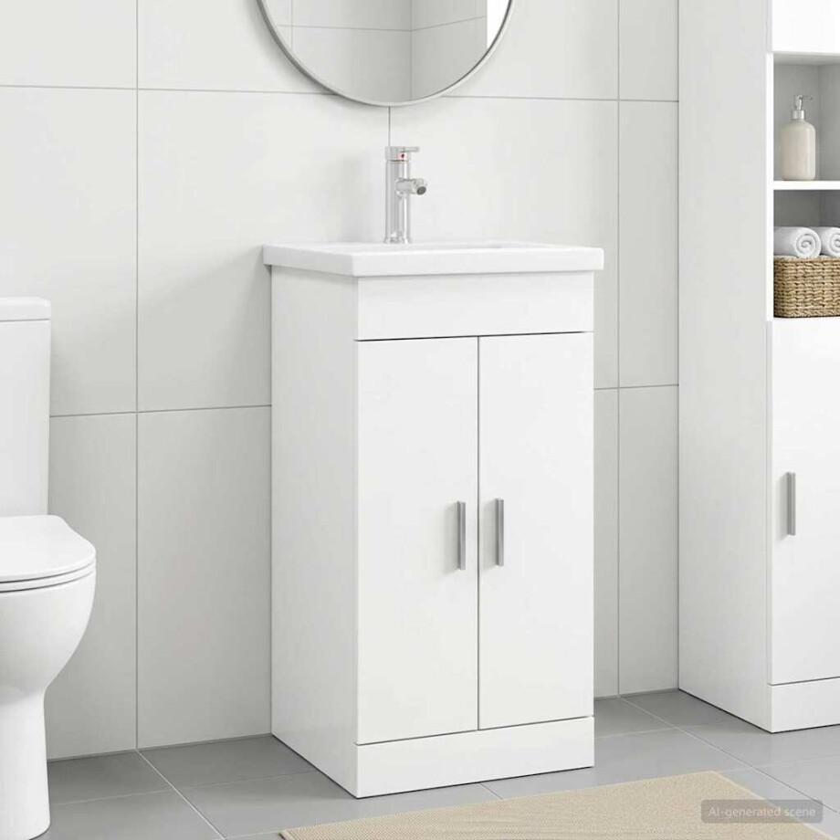 vidaXL Badkamermeubel met Wasbak Wit 42 x 40 x 84,5 cm Bewerkt hout vidaXL Badkamermeubel met Wasbak Wit 42 x 40 x 84,5 cm Bewerkt hout afbeelding 1