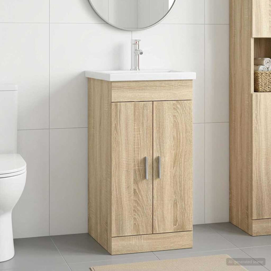 vidaXL Badkamermeubel met Wasbak Sonoma Eiken 42 x 40 x 84,5 cm afbeelding 1