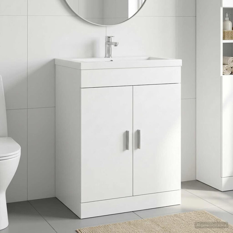 vidaXL Badkamer Onder Wasbak Kast Wit 78,5 x 37,5 x 81 cm Bewerkt hout afbeelding 1