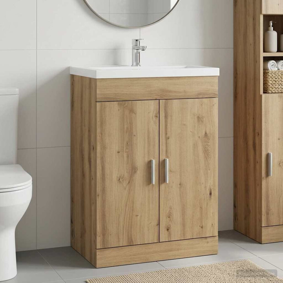 vidaXL Badkamer Onder Wasbak Kast Artisanaal eiken 78,5 x 37,5 x 81 cm afbeelding 1