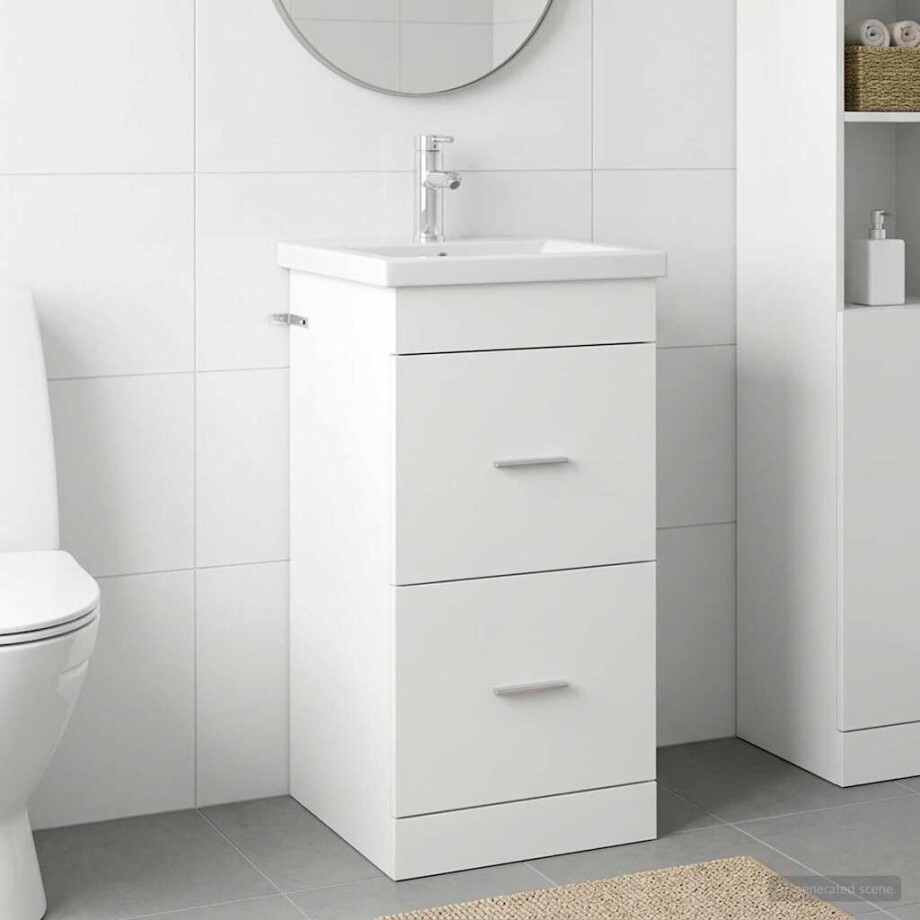 vidaXL Badkamermeubel met Wasbak Wit 42 x 40 x 84,5 cm Bewerkt hout afbeelding 1