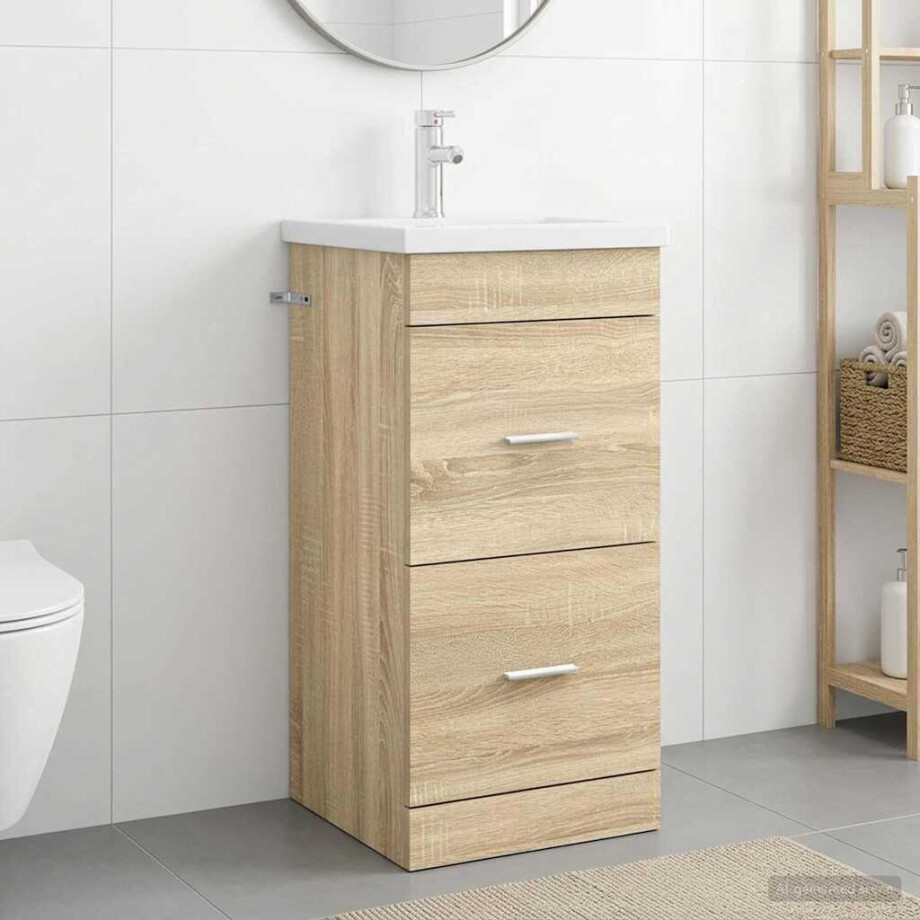 vidaXL Badkamermeubel met Wasbak Sonoma Eiken 42 x 40 x 84,5 cm vidaXL Badkamermeubel met Wasbak Sonoma Eiken 42 x 40 x 84,5 cm afbeelding 1