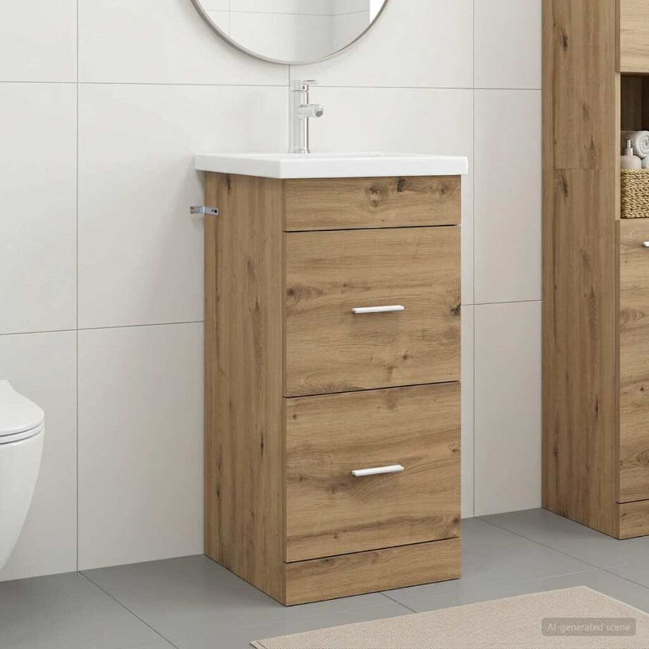 vidaXL Badkamermeubel met Wasbak Artisanaal eiken 42 x 40 x 84,5 cm afbeelding 1