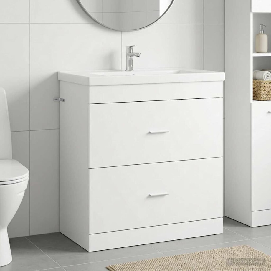 vidaXL Badkamer Onder Wasbak Kast Wit 78,5 x 37,5 x 81 cm Bewerkt hout afbeelding 1