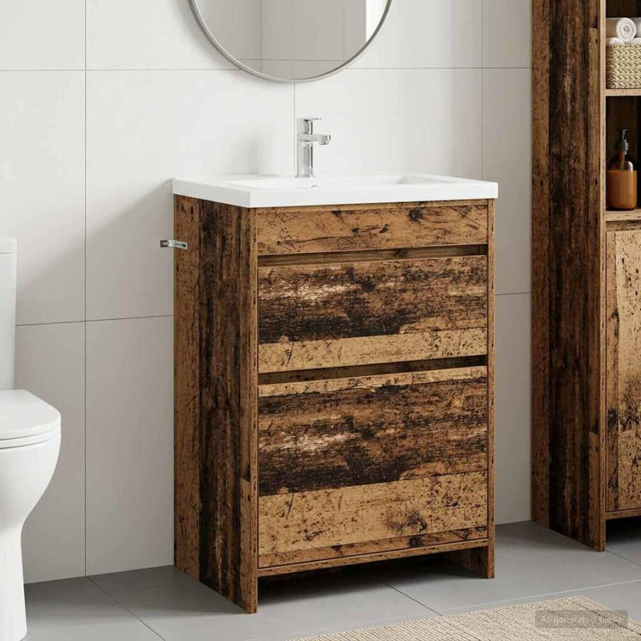 vidaXL Badkamer Onder Wasbak Kast Oud hout 56 x 37,5 x 81 cm vidaXL Badkamer Onder Wasbak Kast Oud hout 56 x 37,5 x 81 cm afbeelding 1