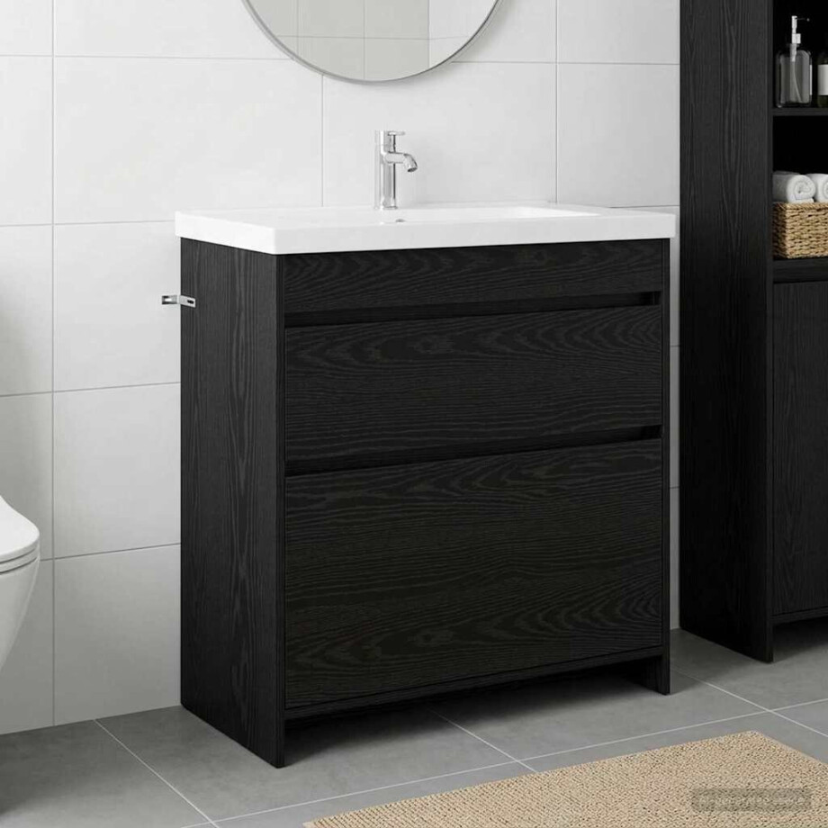 vidaXL Badkamer Onder Wasbak Kast Zwart eiken 78,5 x 37,5 x 81 cm vidaXL Badkamer Onder Wasbak Kast Zwart eiken 78,5 x 37,5 x 81 cm afbeelding 1
