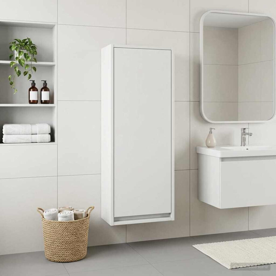 vidaXL Wandgemonteerde wastafelmeubel Wit 35 x 20 x 81 cm Bewerkt hout vidaXL Wandgemonteerde wastafelmeubel Wit 35 x 20 x 81 cm Bewerkt hout afbeelding 1