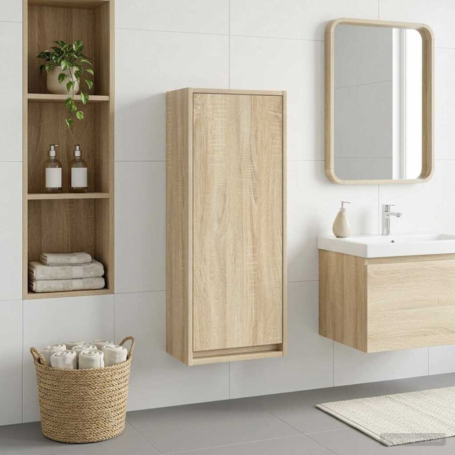vidaXL Wandgemonteerde wastafelmeubel Sonoma Eiken 35 x 20 x 81 cm vidaXL Wandgemonteerde wastafelmeubel Sonoma Eiken 35 x 20 x 81 cm afbeelding 1