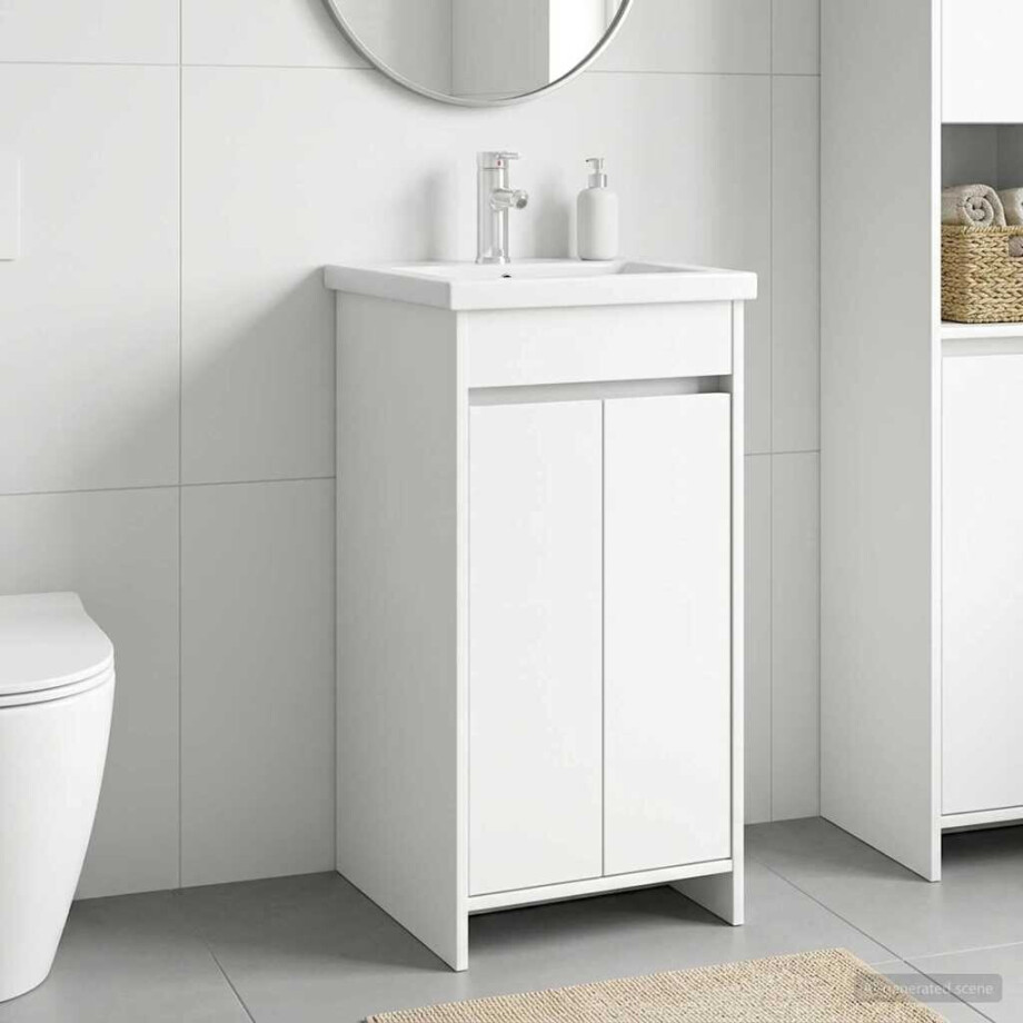 vidaXL Badkamermeubel met Wasbak Wit 42 x 40 x 84,5 cm Bewerkt hout afbeelding 1