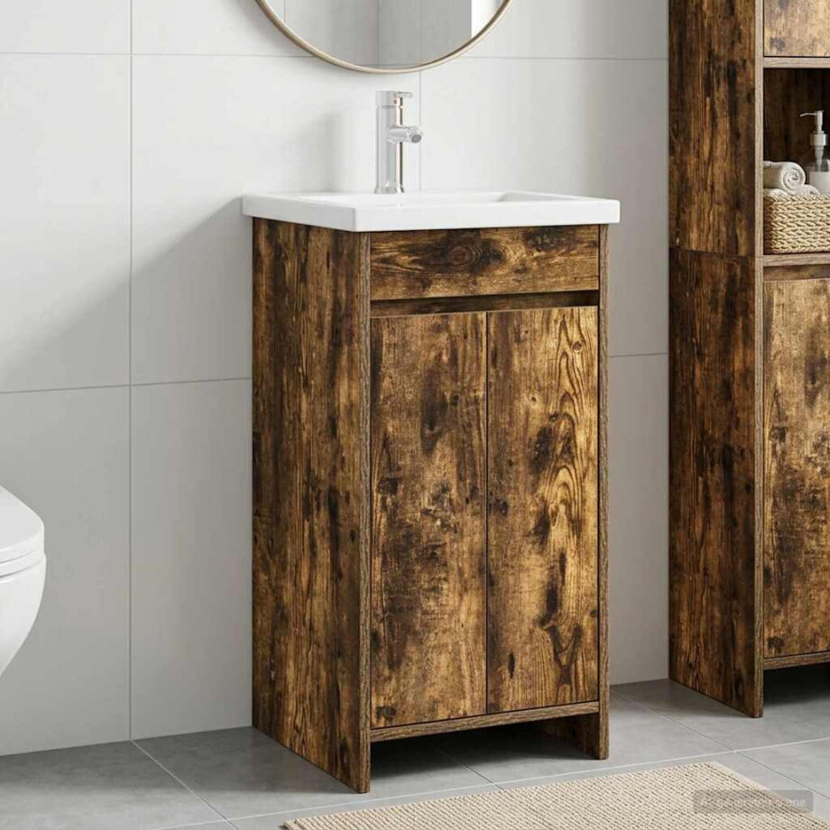 vidaXL Badkamermeubel met Wasbak Gerookt eiken 42 x 40 x 84,5 cm vidaXL Badkamermeubel met Wasbak Gerookt eiken 42 x 40 x 84,5 cm afbeelding 1