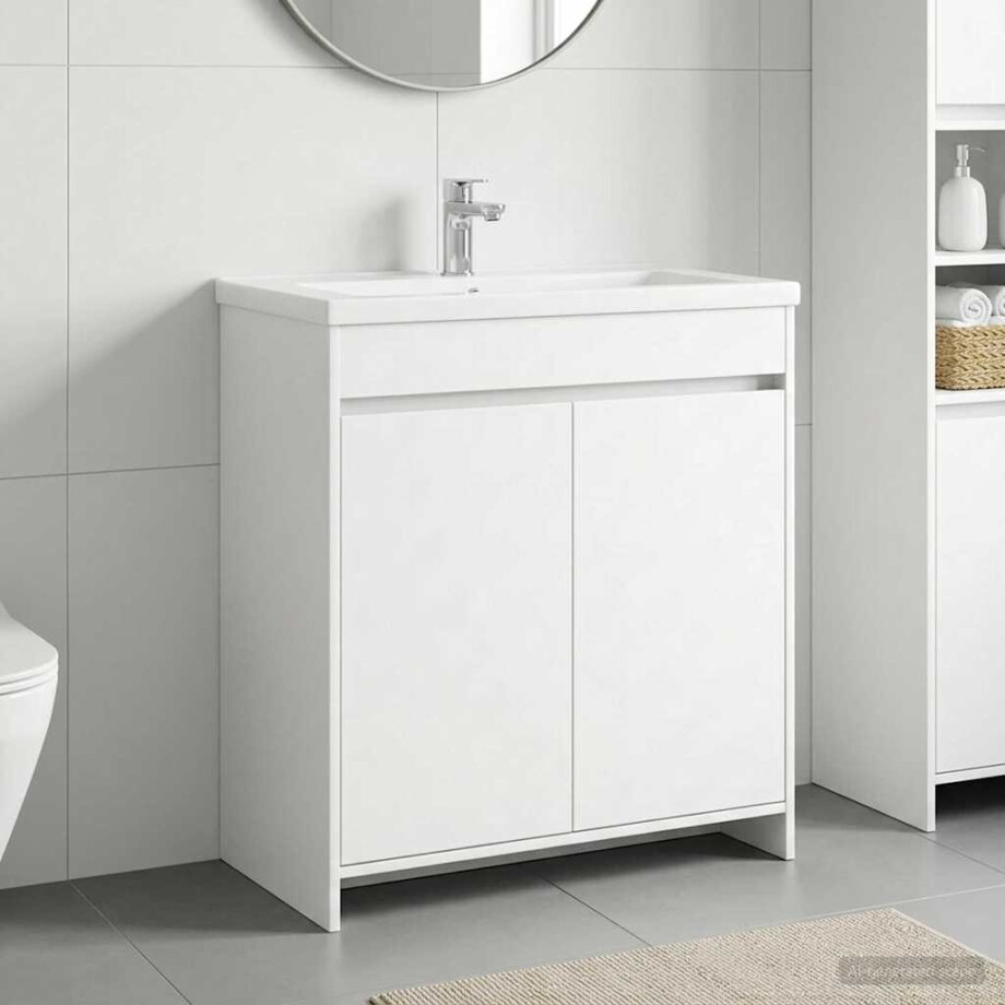 vidaXL Badkamer Onder Wasbak Kast Wit 78,5 x 37,5 x 81 cm Bewerkt hout vidaXL Badkamer Onder Wasbak Kast Wit 78,5 x 37,5 x 81 cm Bewerkt hout afbeelding 1