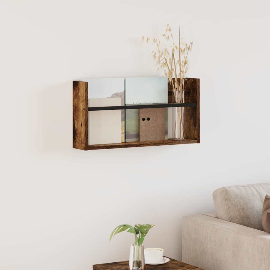vidaXL Tijdschrift Rek Gerookt eiken 60 x 12 x 30 cm Bewerkt hout afbeelding 1