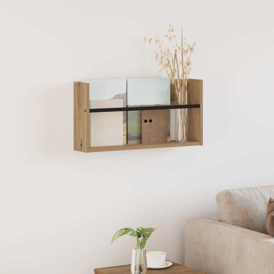 vidaXL Tijdschrift Rek Artisan Eiken 60 x 12 x 30 cm Bewerkt hout afbeelding 1