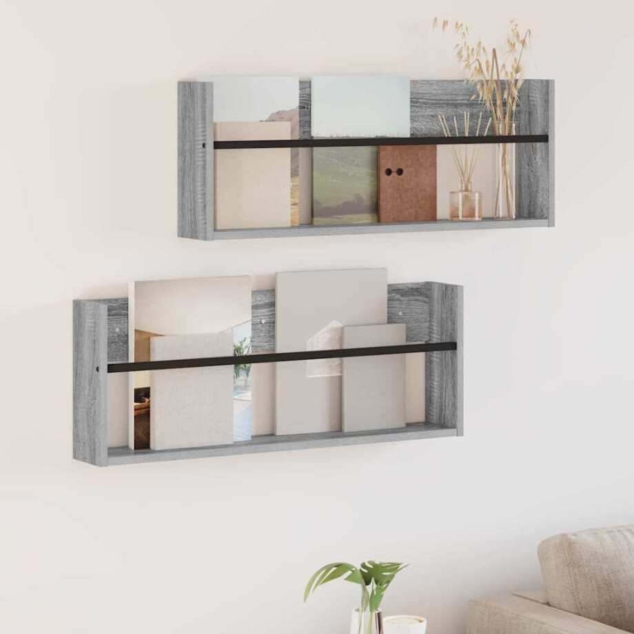 vidaXL Tijdschrift Rek 2 pcs Grijs Sonoma 80 x 12 x 30 cm Bewerkt hout vidaXL Tijdschrift Rek 2 pcs Grijs Sonoma 80 x 12 x 30 cm Bewerkt hout afbeelding 1