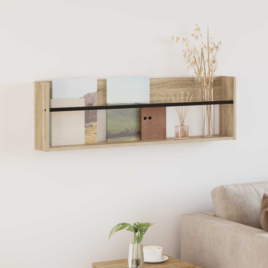 vidaXL Tijdschrift Rek Sonoma Eiken 100 x 12 x 30 cm Bewerkt hout afbeelding 1