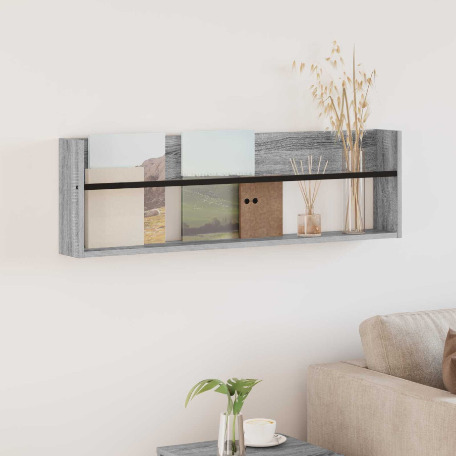 vidaXL Tijdschrift Rek Grijs Sonoma 100 x 12 x 30 cm Bewerkt hout vidaXL Tijdschrift Rek Grijs Sonoma 100 x 12 x 30 cm Bewerkt hout afbeelding 1