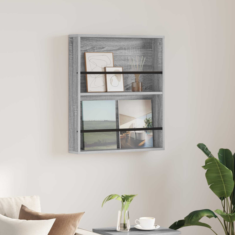 vidaXL Tijdschrift Rek Grijs Sonoma 60 x 12 x 70 cm Bewerkt hout vidaXL Tijdschrift Rek Grijs Sonoma 60 x 12 x 70 cm Bewerkt hout afbeelding 1