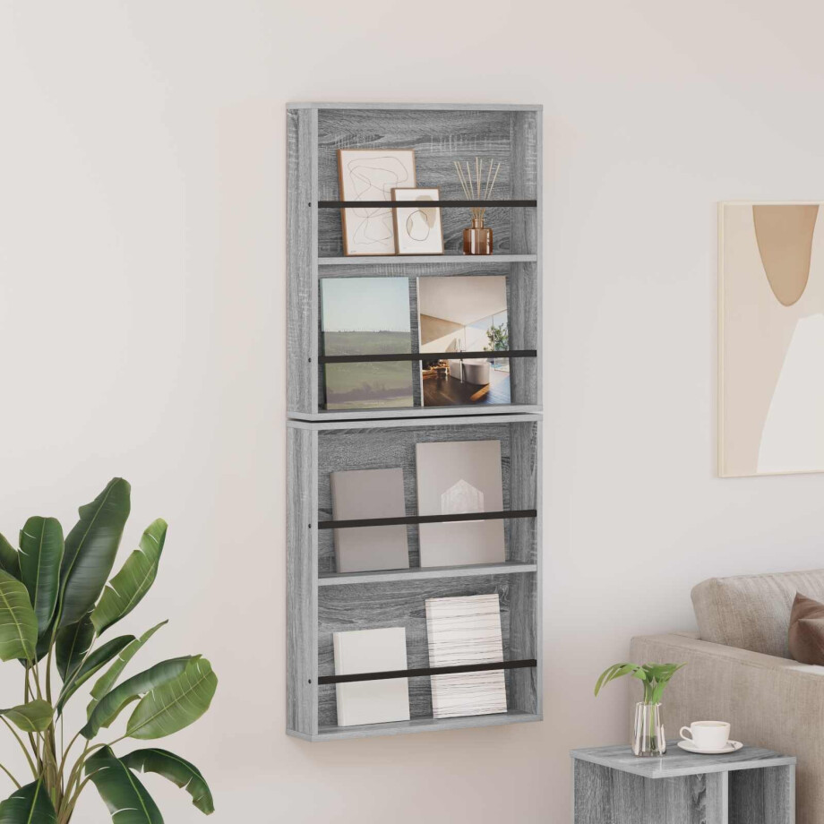 vidaXL Tijdschrift Rek 2 pcs Grijs Sonoma 60 x 12 x 70 cm Bewerkt hout vidaXL Tijdschrift Rek 2 pcs Grijs Sonoma 60 x 12 x 70 cm Bewerkt hout afbeelding 1