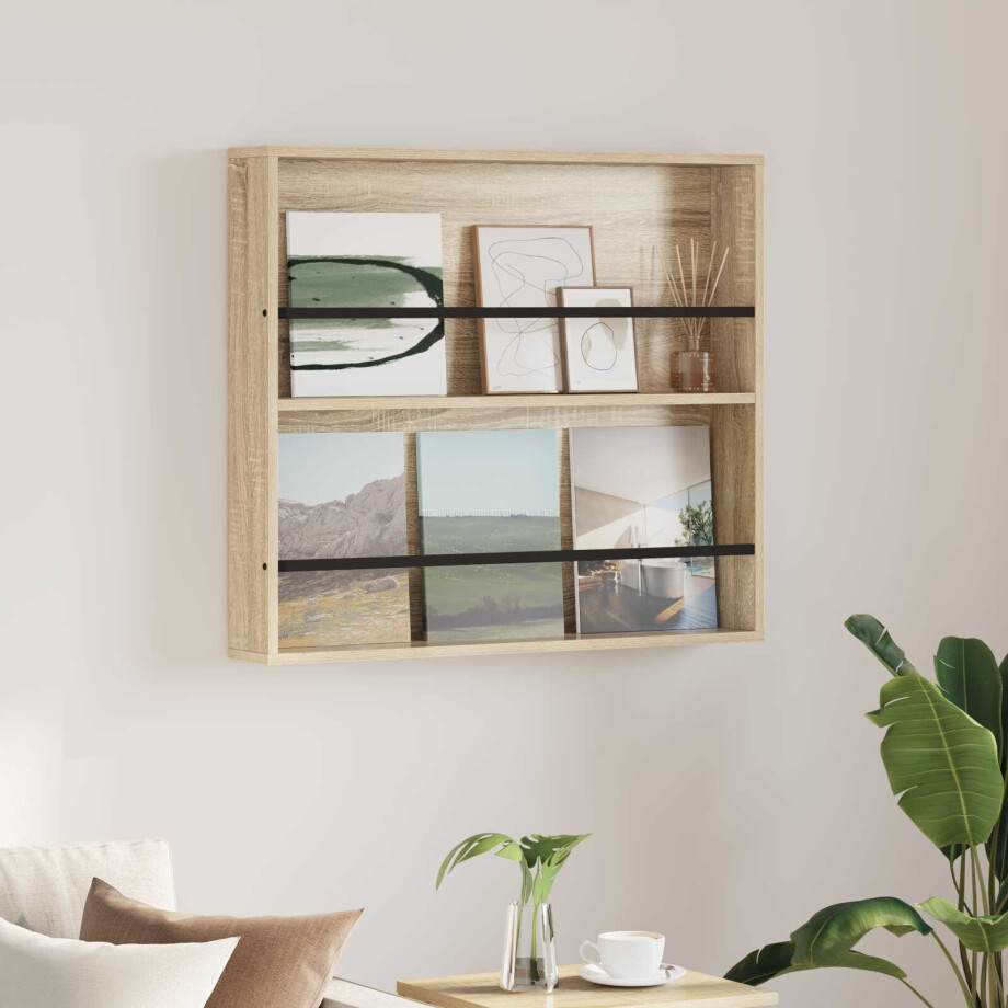 vidaXL Tijdschrift Rek Sonoma Eiken 80 x 12 x 70 cm Bewerkt hout afbeelding 1