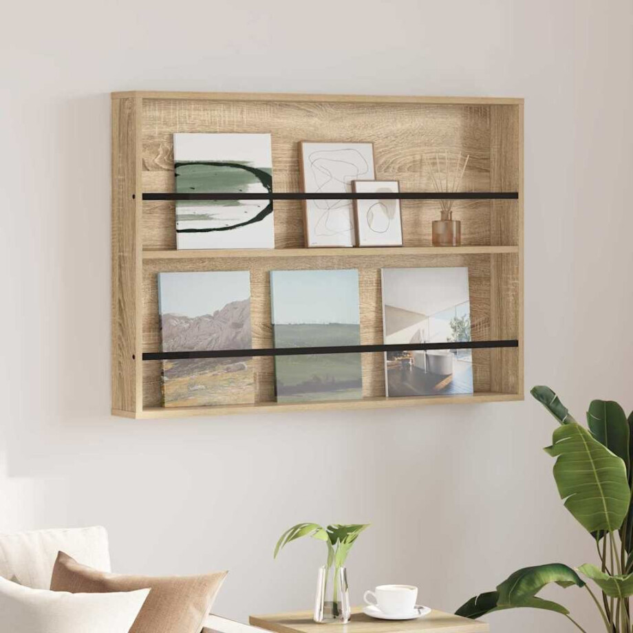 vidaXL Tijdschrift Rek Sonoma Eiken 100 x 12 x 70 cm Bewerkt hout afbeelding 1
