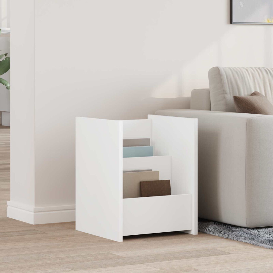 vidaXL Tijdschrift Rek met plank Wit 35 x 35 x 45 cm Bewerkt hout afbeelding 1