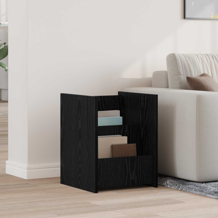 vidaXL Tijdschrift Rek Zwart Eiken 35 x 35 x 45 cm Bewerkt hout afbeelding 1