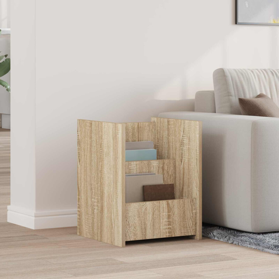 vidaXL Tijdschrift Rek Sonoma Eiken 35 x 35 x 45 cm Bewerkt hout afbeelding 1