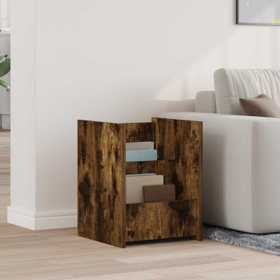 vidaXL Tijdschrift Rek Gerookt eiken 35 x 35 x 45 cm Bewerkt hout afbeelding 1