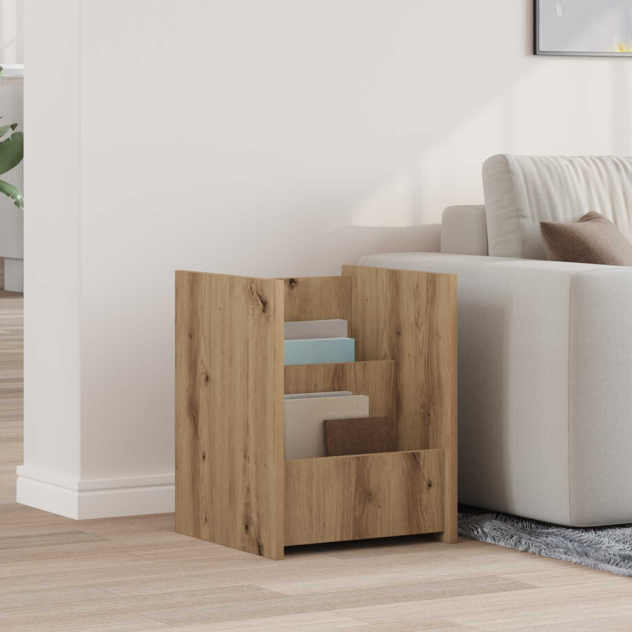 vidaXL Tijdschrift Rek Artisan Eiken 35 x 35 x 45 cm Bewerkt hout afbeelding 1