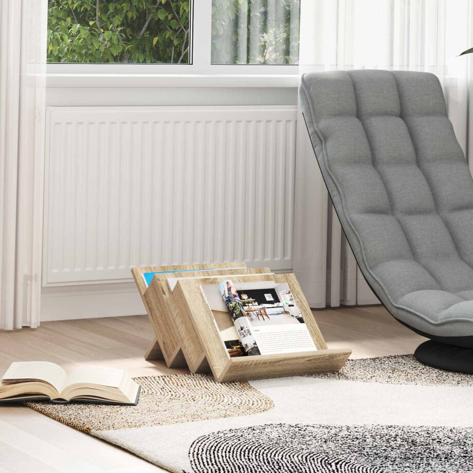 vidaXL Tijdschrift Rek Sonoma Eiken 53 x 40 x 28,5 cm Bewerkt hout afbeelding 1