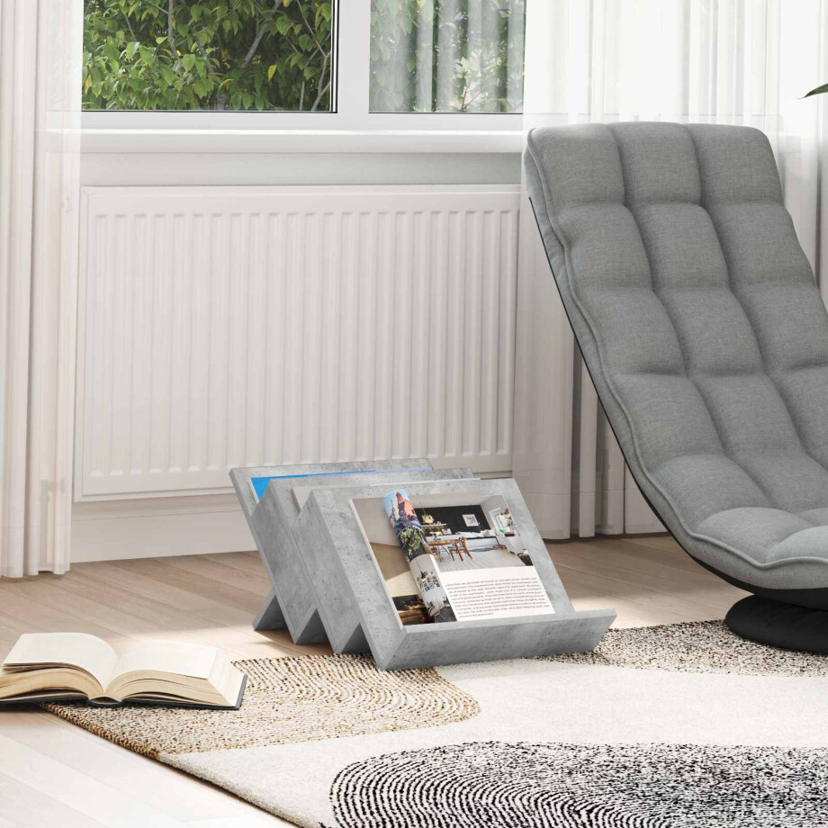 vidaXL Tijdschrift Rek Concerte Grijs 53 x 40 x 28,5 cm Bewerkt hout afbeelding 1