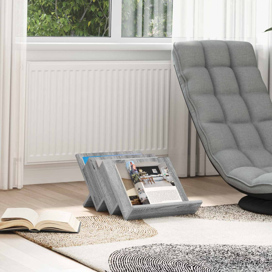 vidaXL Tijdschrift Rek Grijs Sonoma 53 x 40 x 28,5 cm Bewerkt hout afbeelding 1