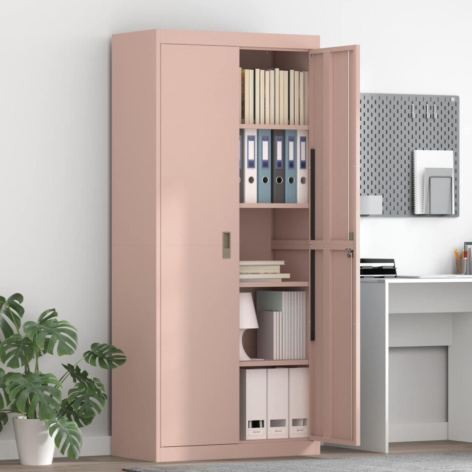 vidaXL Opbergkast Roze 80 x 40 x 180 cm Staal afbeelding 1