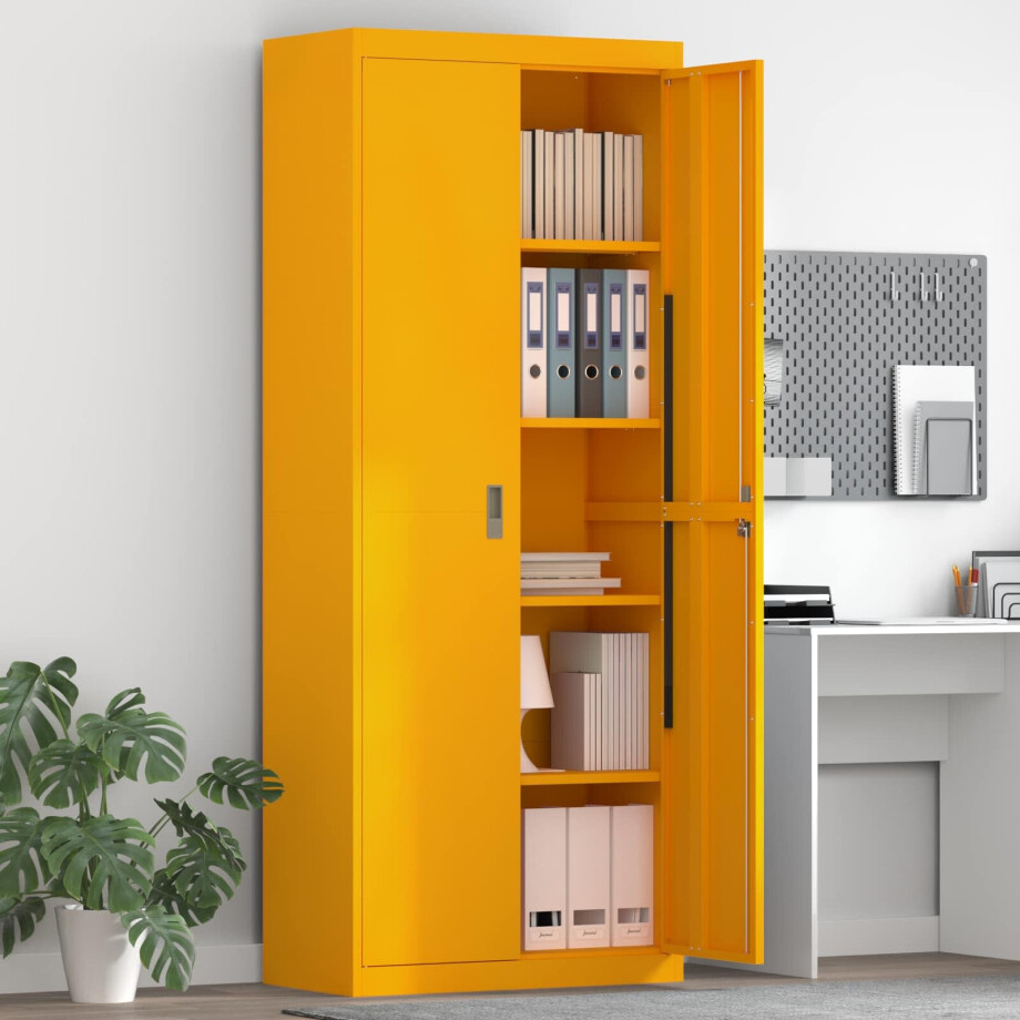 vidaXL Opbergkast Mosterdgeel 80 x 40 x 200 cm Staal afbeelding 1