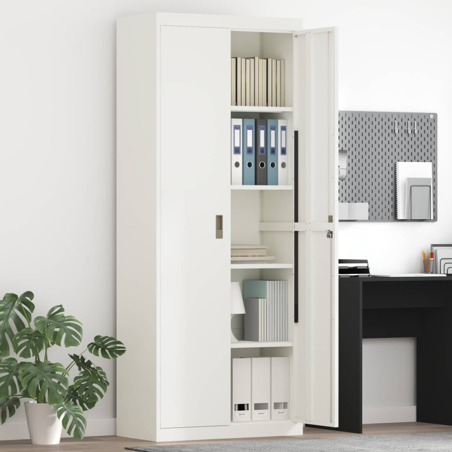 vidaXL Opbergkast Wit 80 x 40 x 200 cm Staal afbeelding 1