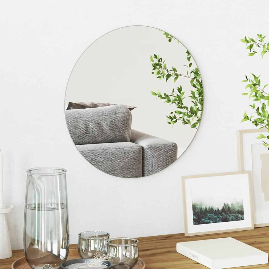 vidaXL Wandspiegel Rond Ø 40 cm gehard glas afbeelding 