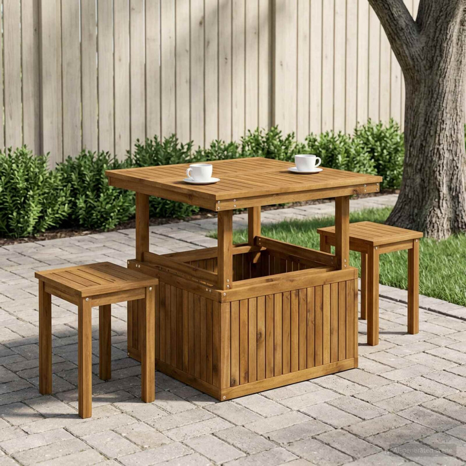 vidaXL Tuinfoto Tafel Massief Acaciahout Hoogte Verstelbaar Naturel afbeelding 1