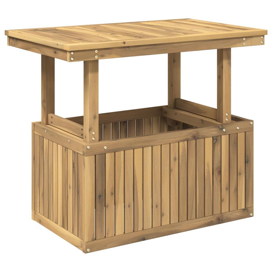 vidaXL Tuinfoto Tafel Massief Acaciahout Hoogte Verstelbaar Wit afbeelding 1