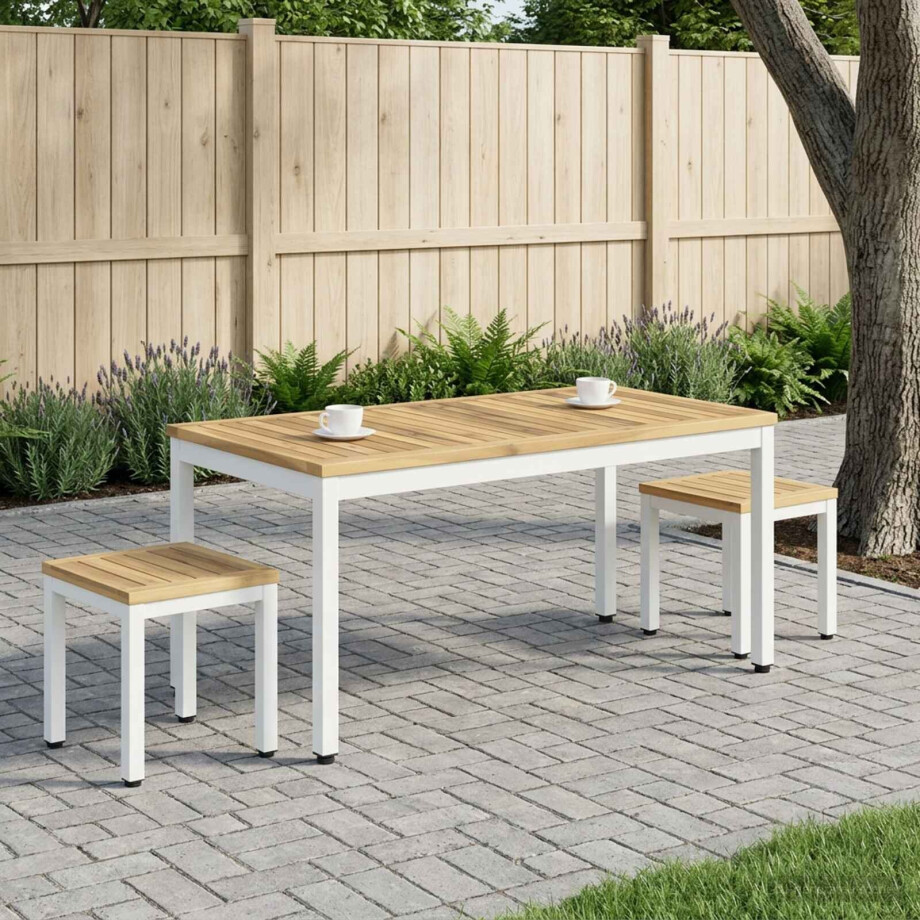 vidaXL Salontafel Wit 50 x 100,5 x 45 cm Massief Acaciahout vidaXL Salontafel Wit 50 x 100,5 x 45 cm Massief Acaciahout afbeelding 1