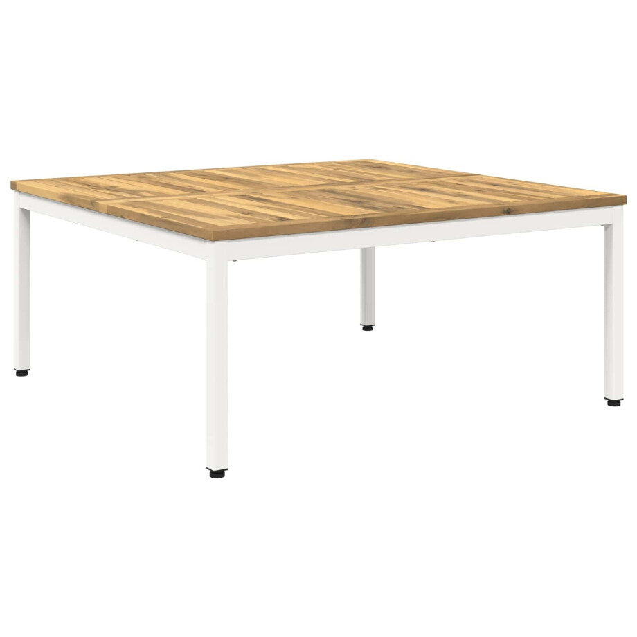 vidaXL Salontafel Wit 100 x 100,5 x 45 cm Massief Acaciahout afbeelding 1