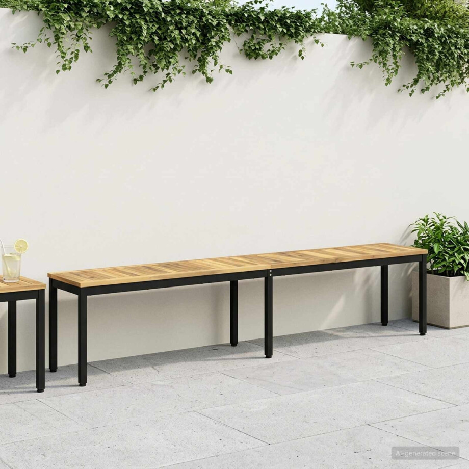 vidaXL Tuinbank 201 x 35 x 45 cm Massief Acaciahout Wit en zwart vidaXL Tuinbank 201 x 35 x 45 cm Massief Acaciahout Wit en zwart afbeelding 1