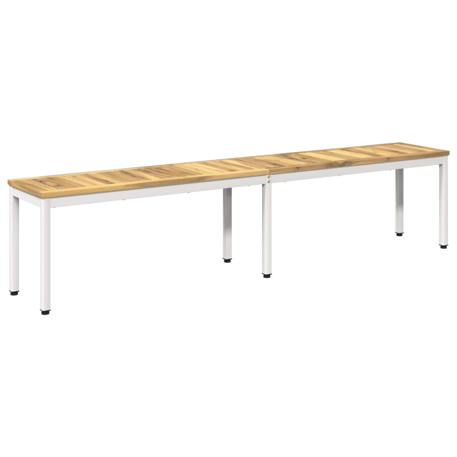 vidaXL Tuinbank 201 x 35 x 45 cm Massief Acaciahout Wit Rechthoekig afbeelding 1