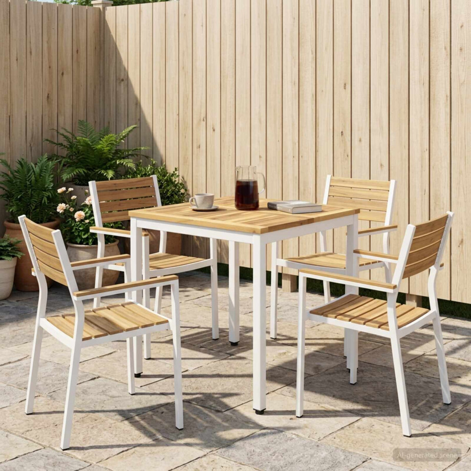 vidaXL Tuindiner tafel Wit 60 x 60,5 x 75 cm Massief Acaciahout vidaXL Tuindiner tafel Wit 60 x 60,5 x 75 cm Massief Acaciahout afbeelding 1